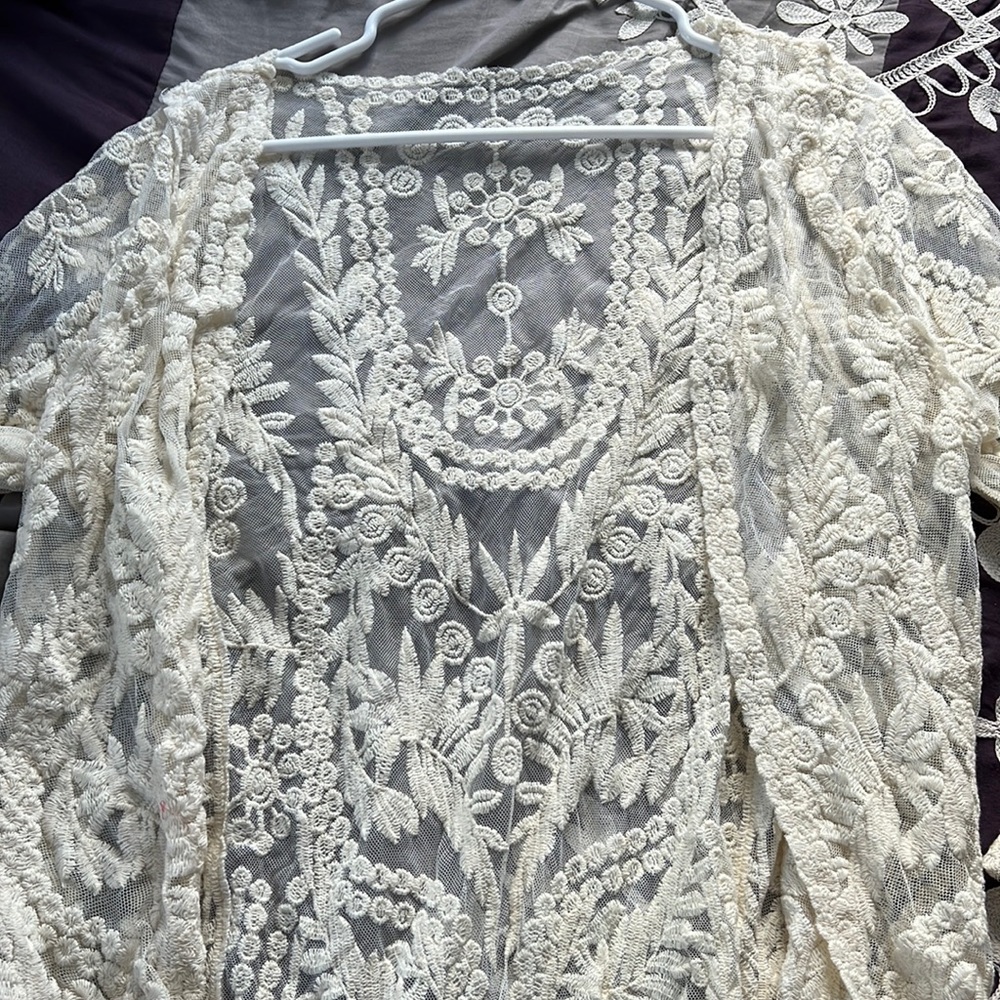 Lace white cardigan